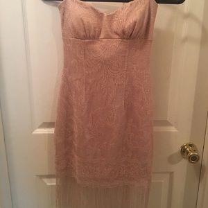 Strapless Blush Lace Body-con Dress